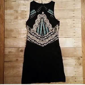 Free People Tribal Bodycon Dress sz Medium